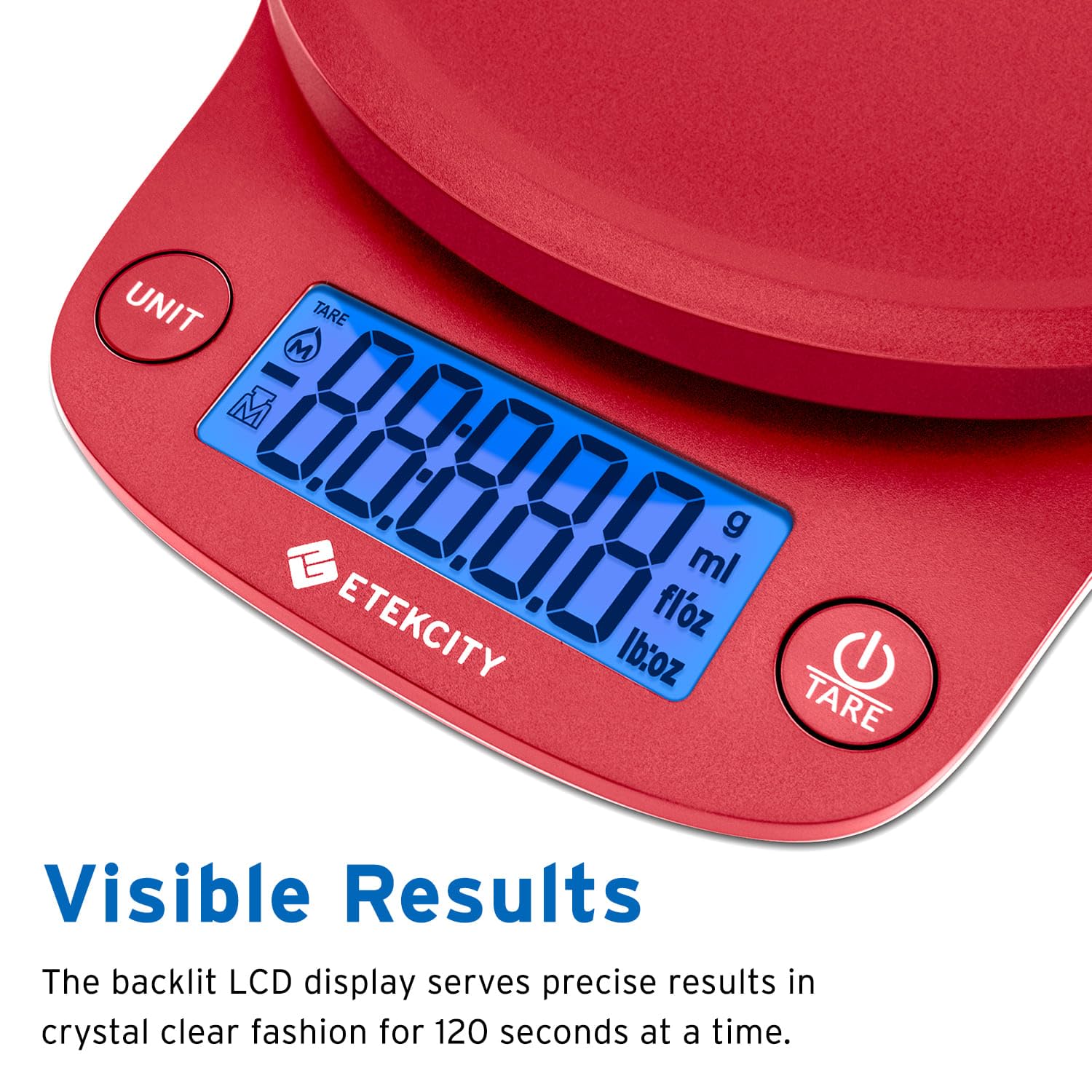 Foto 5 | Báscula De Cocina Etekcity Digital De Alta Precisión De 0,1 G/5 Kg, Color Rojo - Venta Internacional.