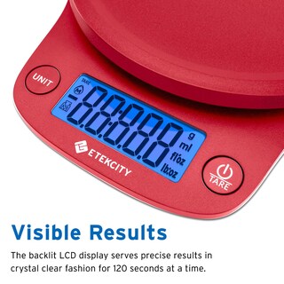 Foto 5 | Báscula De Cocina Etekcity Digital De Alta Precisión De 0,1 G/5 Kg, Color Rojo - Venta Internacional.