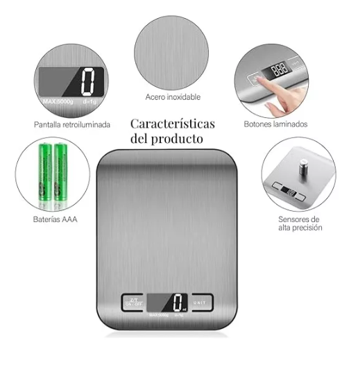 Foto 5 pulgar | Bascula Digital Xtellar Para Cocina Color Plata