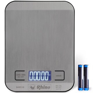 Foto 1 | Báscula De Cocina Rhino, 5 Kg Precisión 1 G, Medición De Líquidos, Acero Inoxidable, Barec-5x