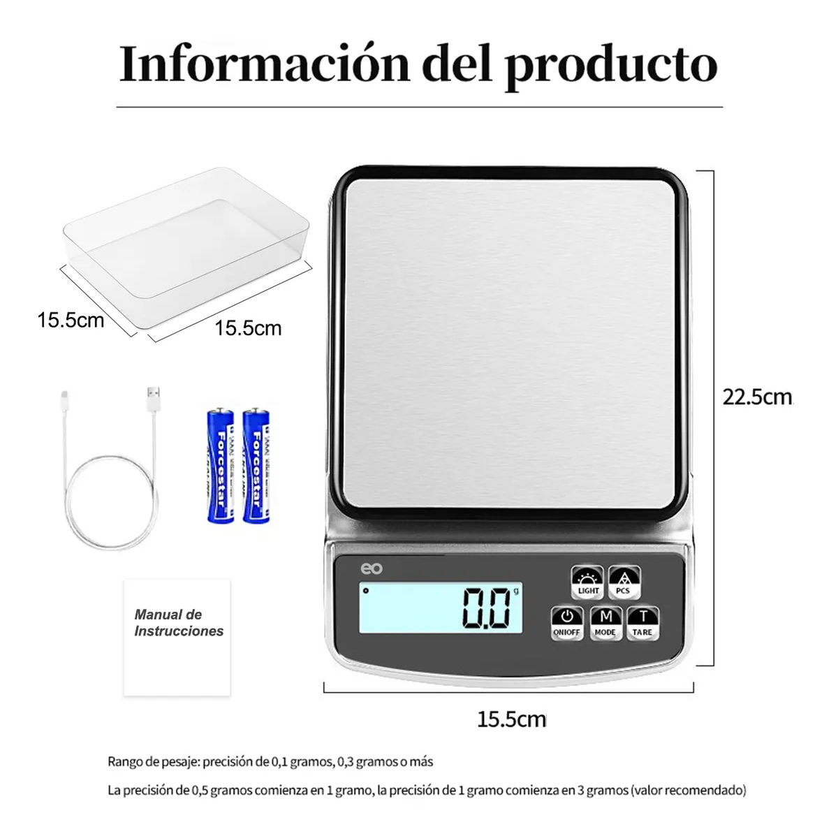 Foto 3 pulgar | Balanza Digital De Cocina Impermeable Precisión 10kg/1g Eo Safe Imports Esi-19168 Plata
