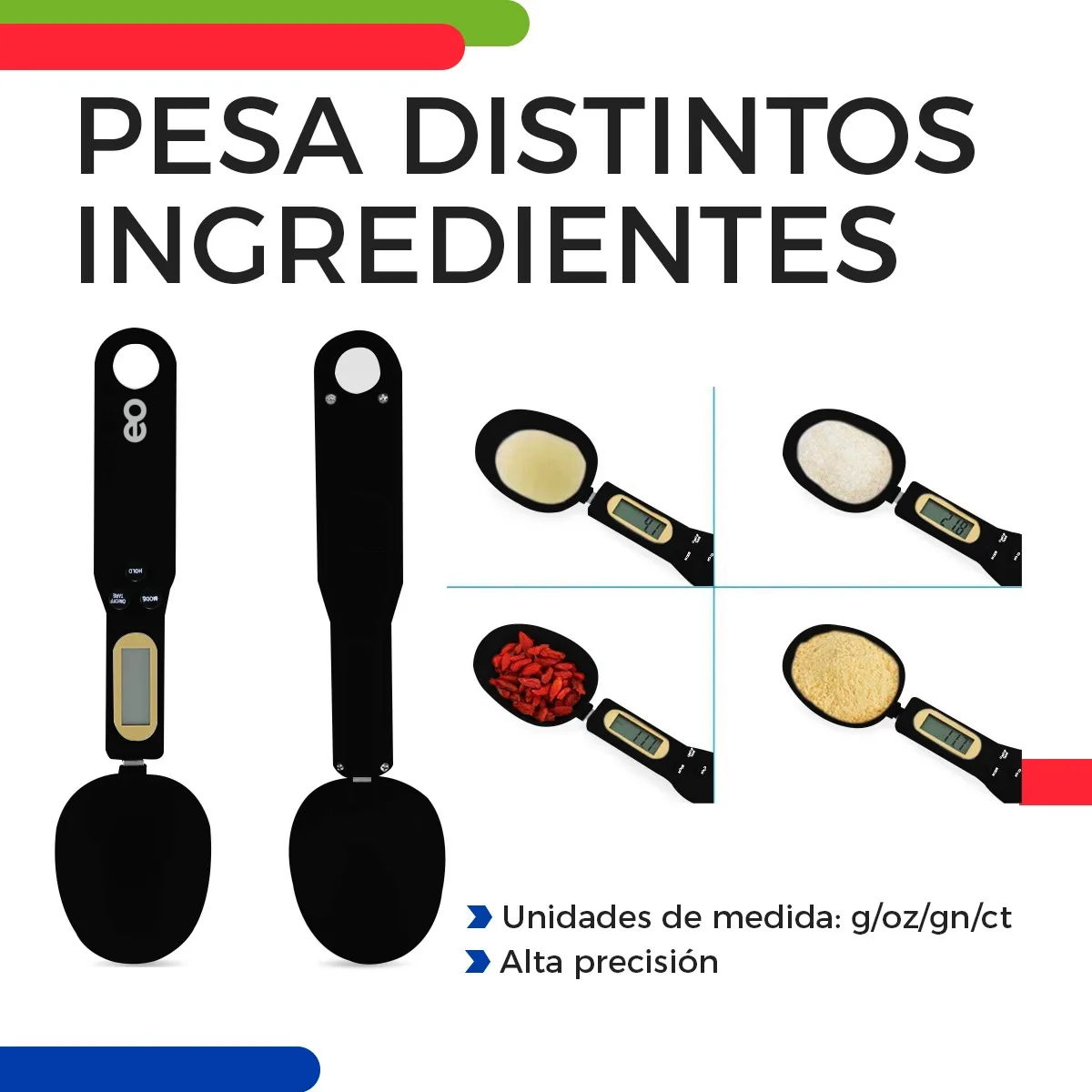 Foto 4 pulgar | Cuchara Báscula Gramera Digital De Cocina 500g Eo Safe Imports Esi-19172 Negro