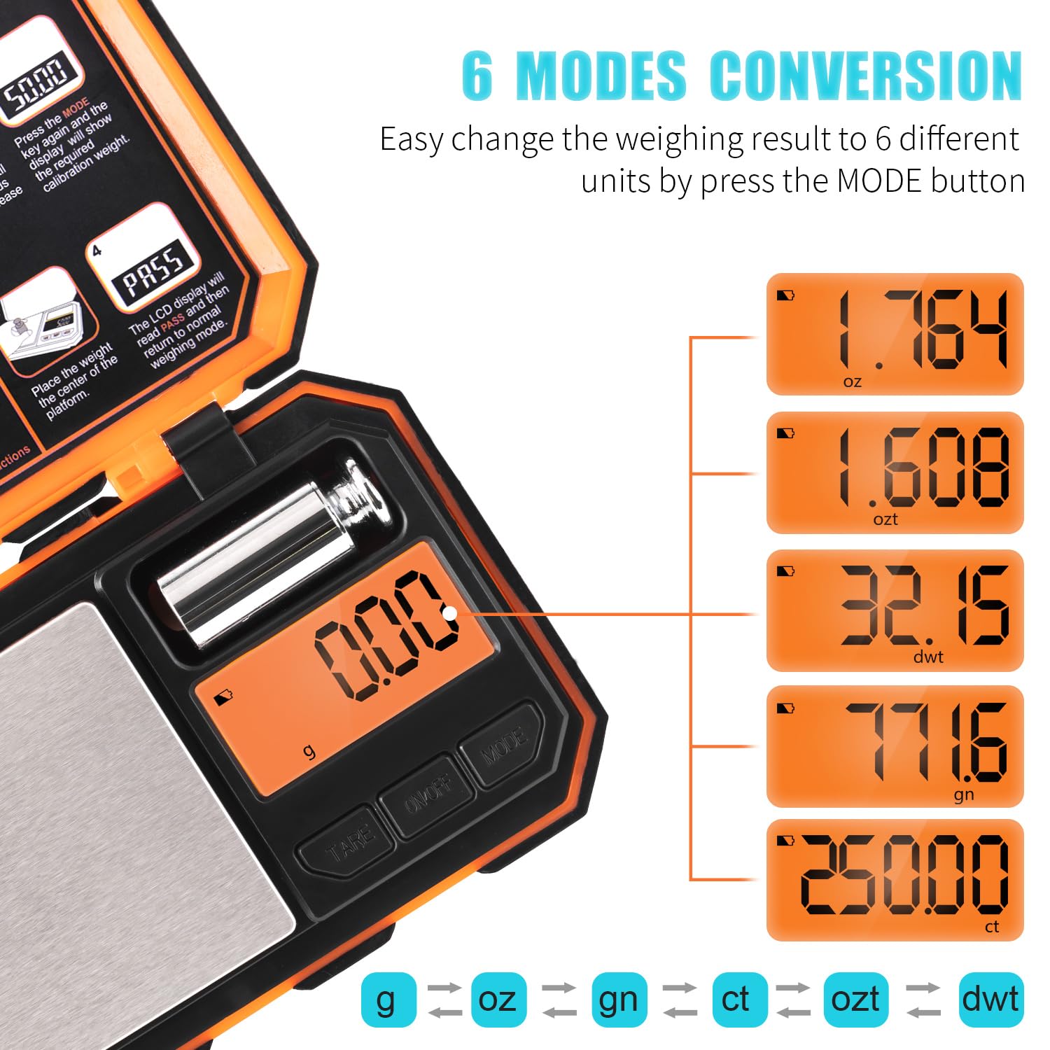 Foto 4 | Báscula De Bolsillo Fuzion Digital De 500 G X 0,01 G Con 6 Unidades Lcd - Venta Internacional.