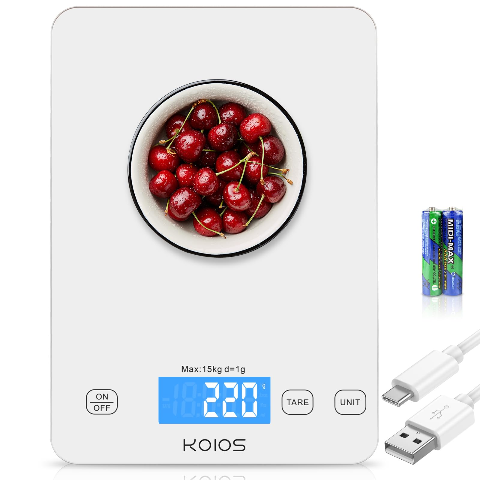 Báscula De Cocina Koios K7h Digital Para Alimentos De 15 Kg/33 Libras Con Tipo C - Venta Internacional.