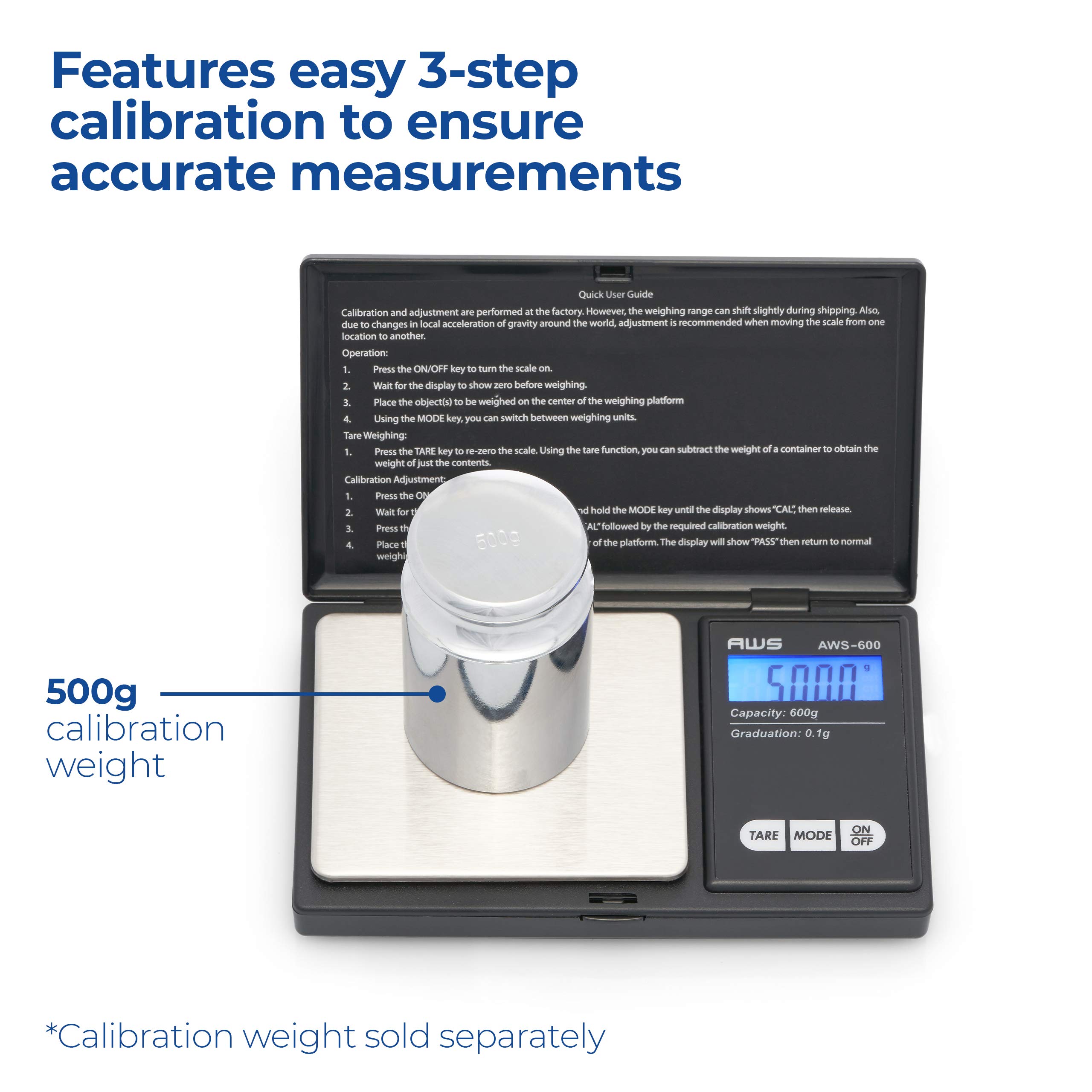 Foto 6 pulgar | Báscula De Bolsillo American Weigh Scales Aws-600 600 G/0,1 G - Venta Internacional.