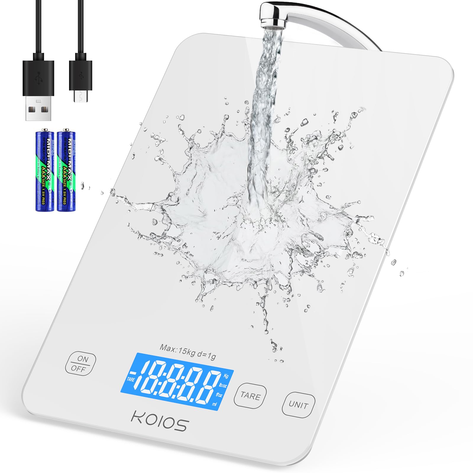 Foto 2 pulgar | Báscula De Cocina Koios K7h Digital Para Alimentos Con Pantalla Lcd  15 Kg/33 Libras  Color Blanco - Venta Internacion