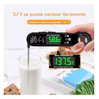 Foto 4 | Termómetro Digital de Cocina Impermeable con Abrebotellas 2p Negro