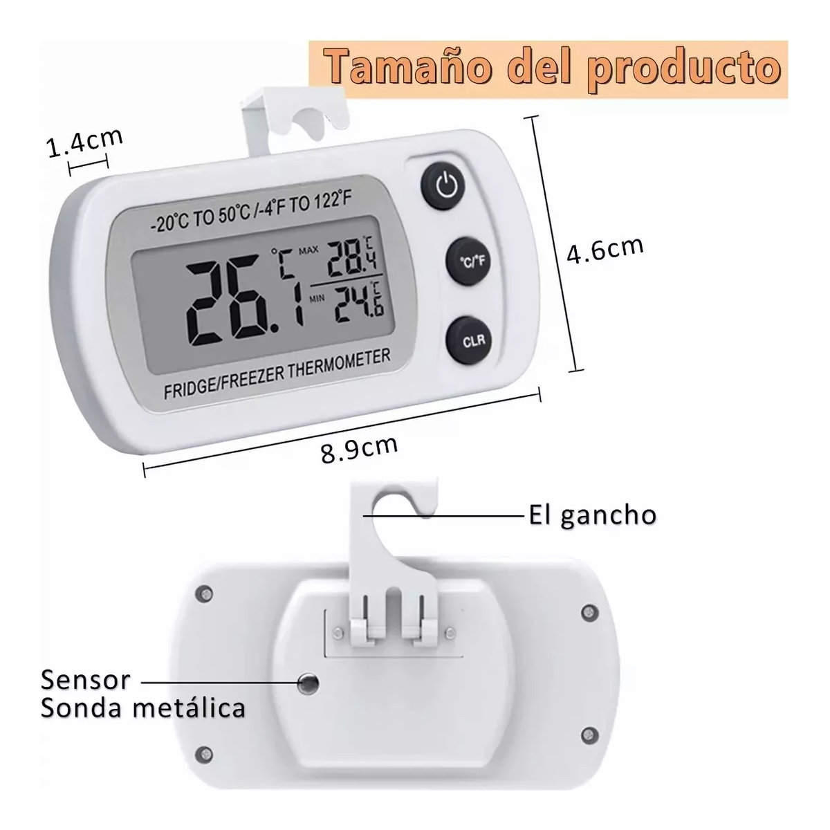 Foto 4 | Par Termómetro Para Heladera Digitales Para Cocina 2 Piezas Eo Safe Imports Esi-11268 Blanco