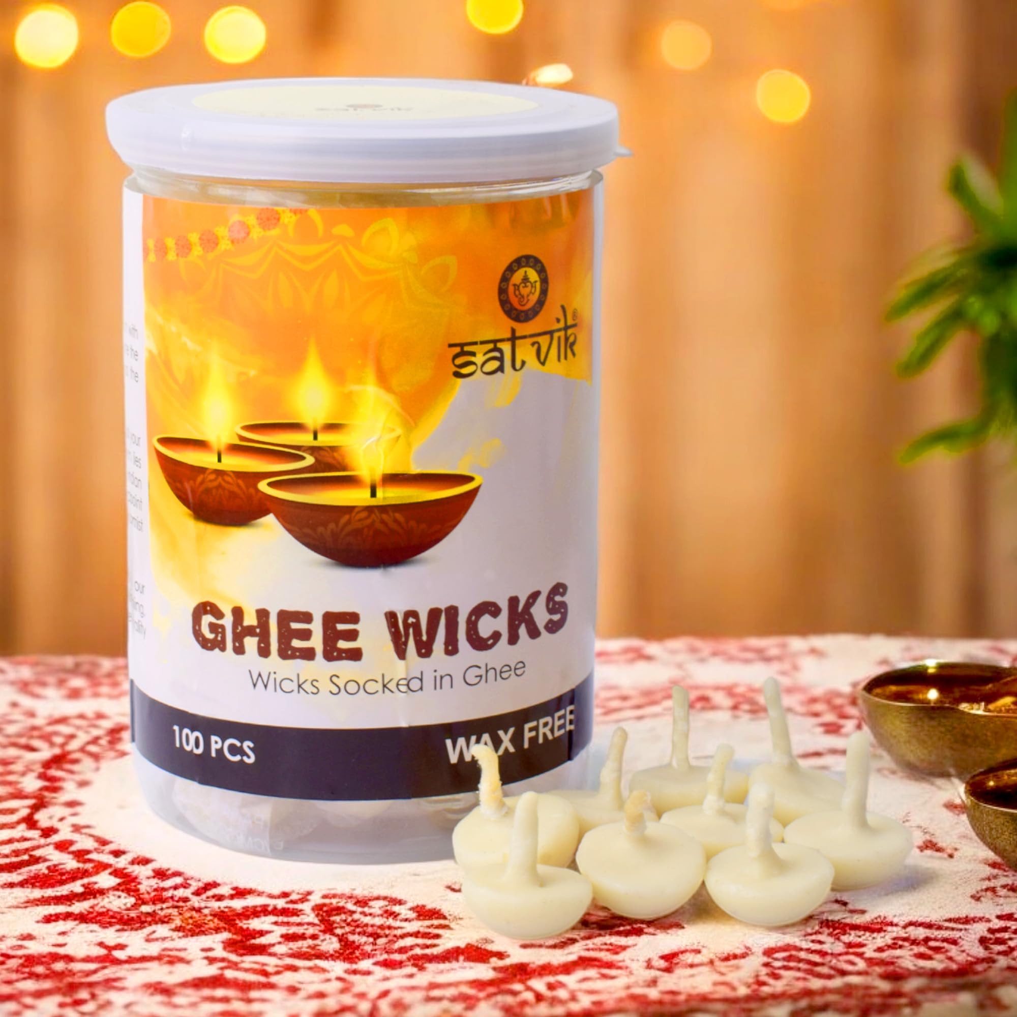 Foto 3 pulgar | Mechas de Ghee Satvik 100% Puro para Pooja y Diya 100 Piezas - Venta Internacional