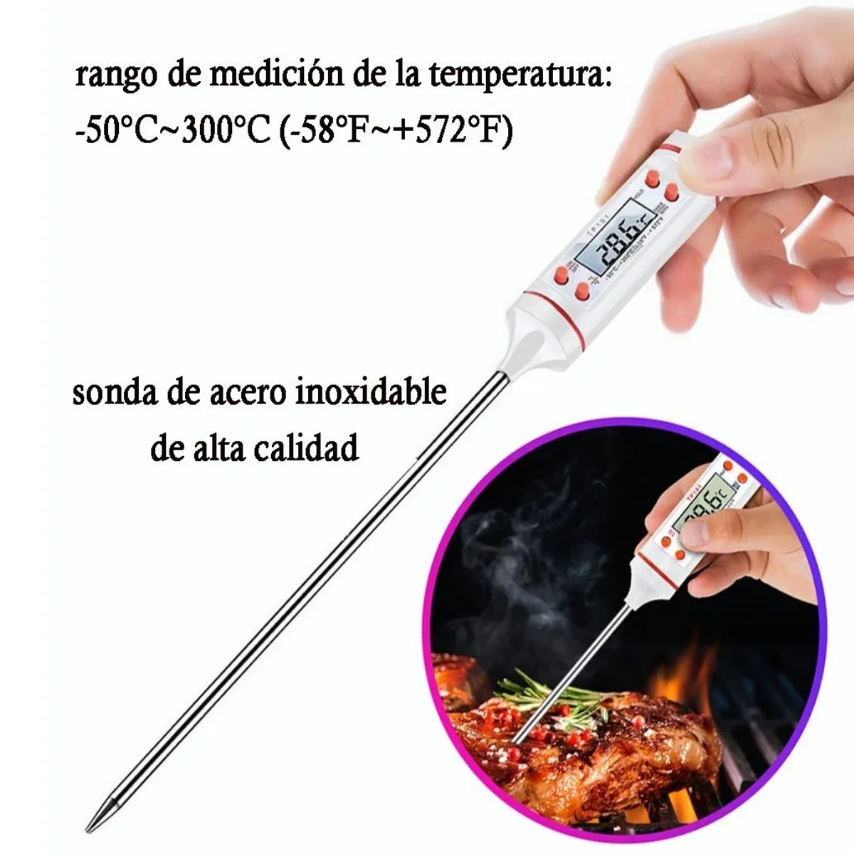 Foto 4 pulgar | Termometro De Cocina Digital Repostería Lab.g Blanco