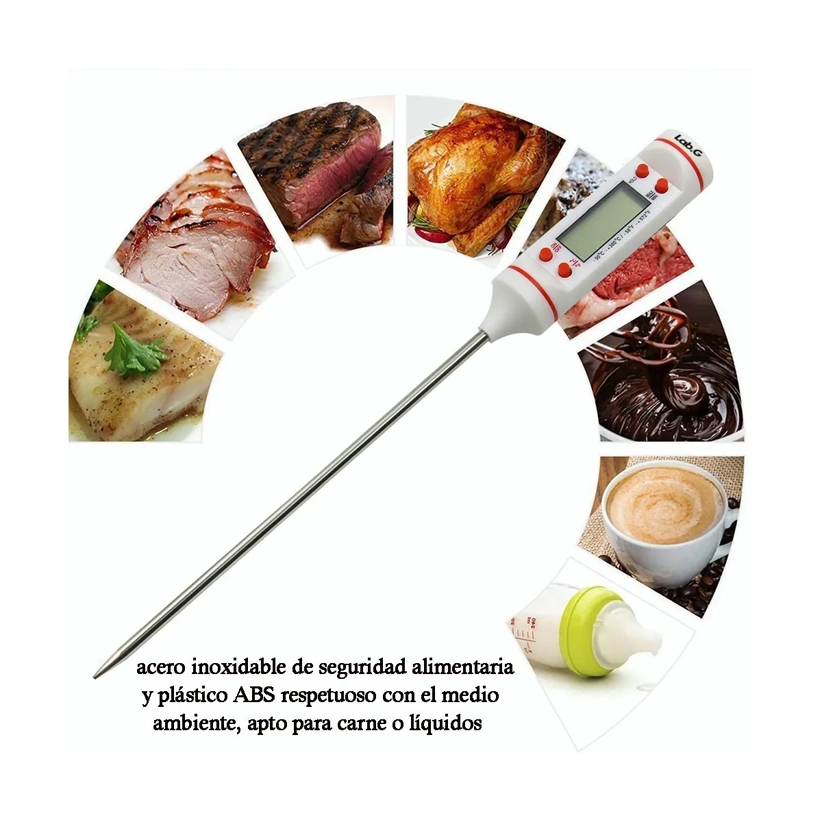 Foto 5 pulgar | Termometro De Cocina Digital Repostería Lab.g Blanco