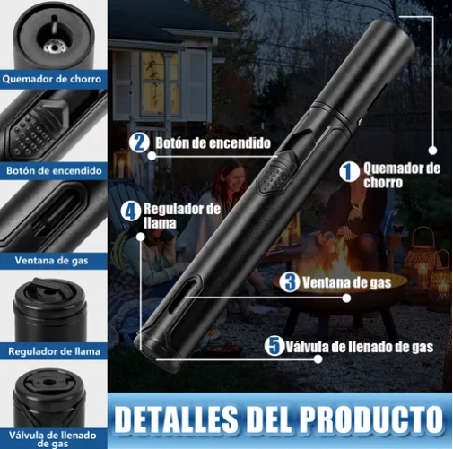 Foto 4 pulgar | Encendedor Xtellar Rellenable A Prueba De Viento Ajustable De Cocina