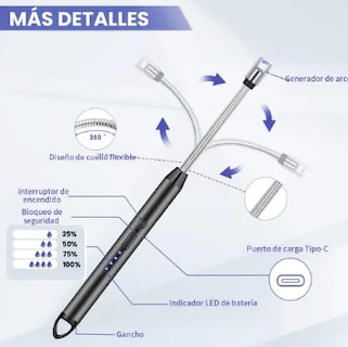Foto 2 | Encendedor Xtellar Eléctrico Multiusos Portátil Recargable Cocina