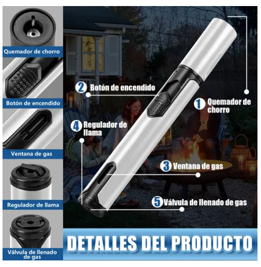 Foto 4 pulgar | Encendedor Xtellar Rellenable A Prueba De Viento Ajustable De Cocina