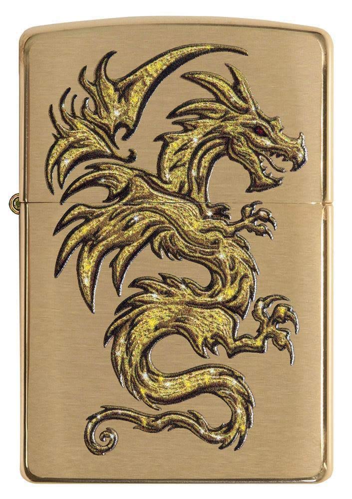 Foto 3 pulgar | Mechero De Bolsillo Zippo Dragon Design En Latón Cepillado - Venta Internacional.