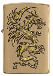 Foto 2 | Mechero De Bolsillo Zippo Dragon Design En Latón Cepillado - Venta Internacional.