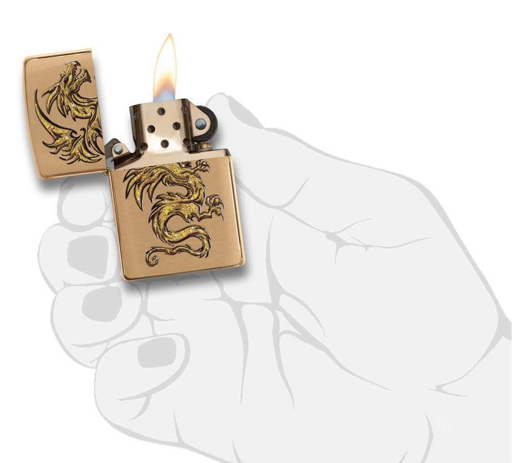 Foto 5 pulgar | Mechero De Bolsillo Zippo Dragon Design En Latón Cepillado - Venta Internacional.