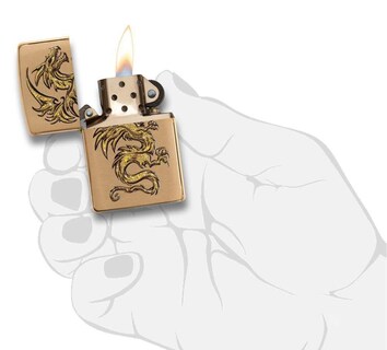 Foto 4 | Mechero De Bolsillo Zippo Dragon Design En Latón Cepillado - Venta Internacional.