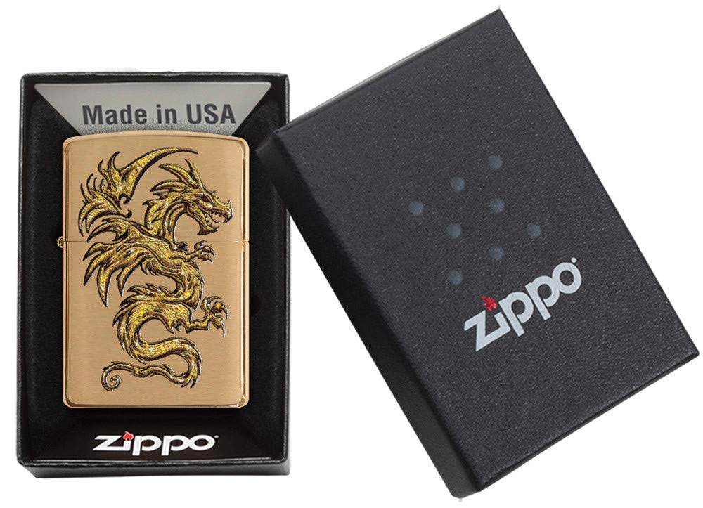 Foto 7 pulgar | Mechero De Bolsillo Zippo Dragon Design En Latón Cepillado - Venta Internacional.