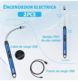 Foto 2 | ''2pcs Usb Encendedor Eléctrico Portátil Recargable De Cocina Azul ''