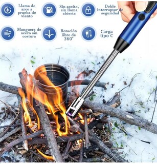 Foto 4 | ''2pcs Usb Encendedor Eléctrico Portátil Recargable De Cocina Azul ''