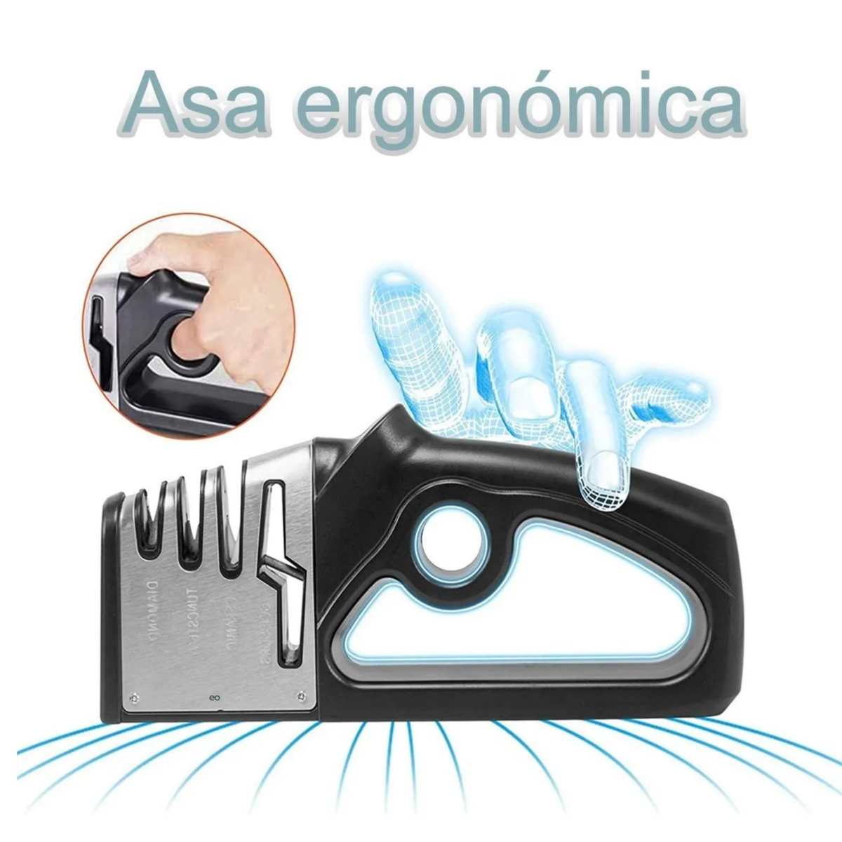 Foto 4 pulgar | Afilador De Cuchillos De Cocina Profesional De 4 Etapas Eo Safe Imports  Esi-18818 Negro
