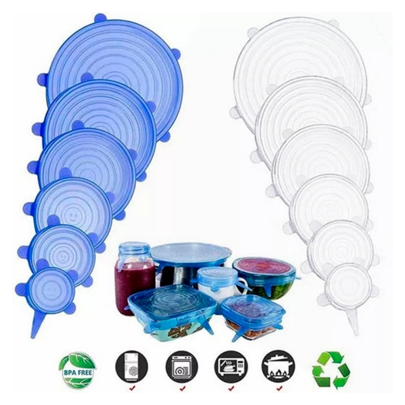 Foto 2 pulgar | Juego De 6 Tapas De Silicona Selladas, Extensibles, Antiescurrimiento - Venta Internacional.