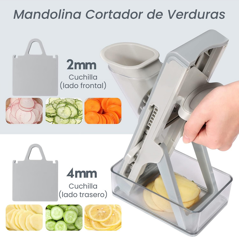 Foto 3 pulgar | Mandolina Cortador de Verduras Hiperware HW-MDN-005 Gris Grosor Fino o Grueso