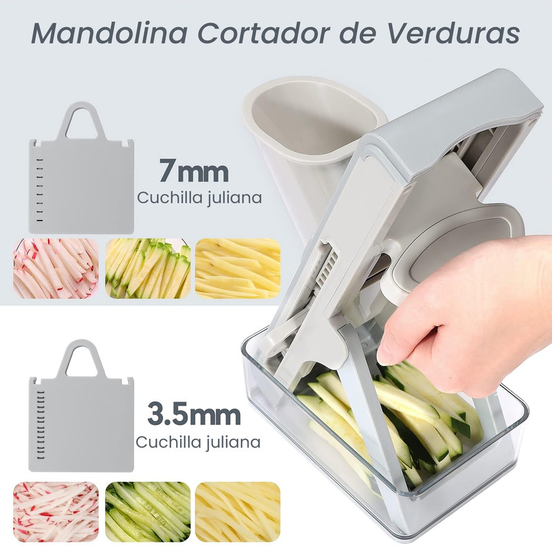 Foto 4 pulgar | Mandolina Cortador de Verduras Hiperware HW-MDN-005 Gris Grosor Fino o Grueso