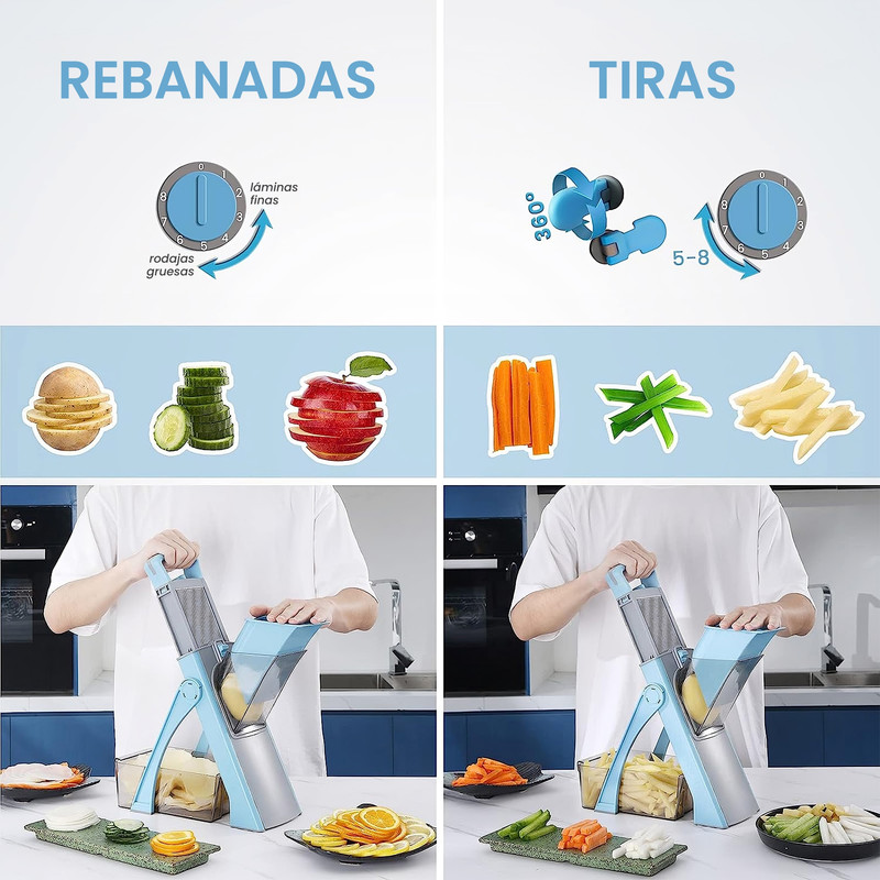 Foto 4 pulgar | Mandolina Cortador Rallador de Verduras Hiperware Ajustable y Gran Capacidad Azul