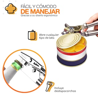 Foto 5 | Abrelatas Manual De Acero Inoxidable Bazzef