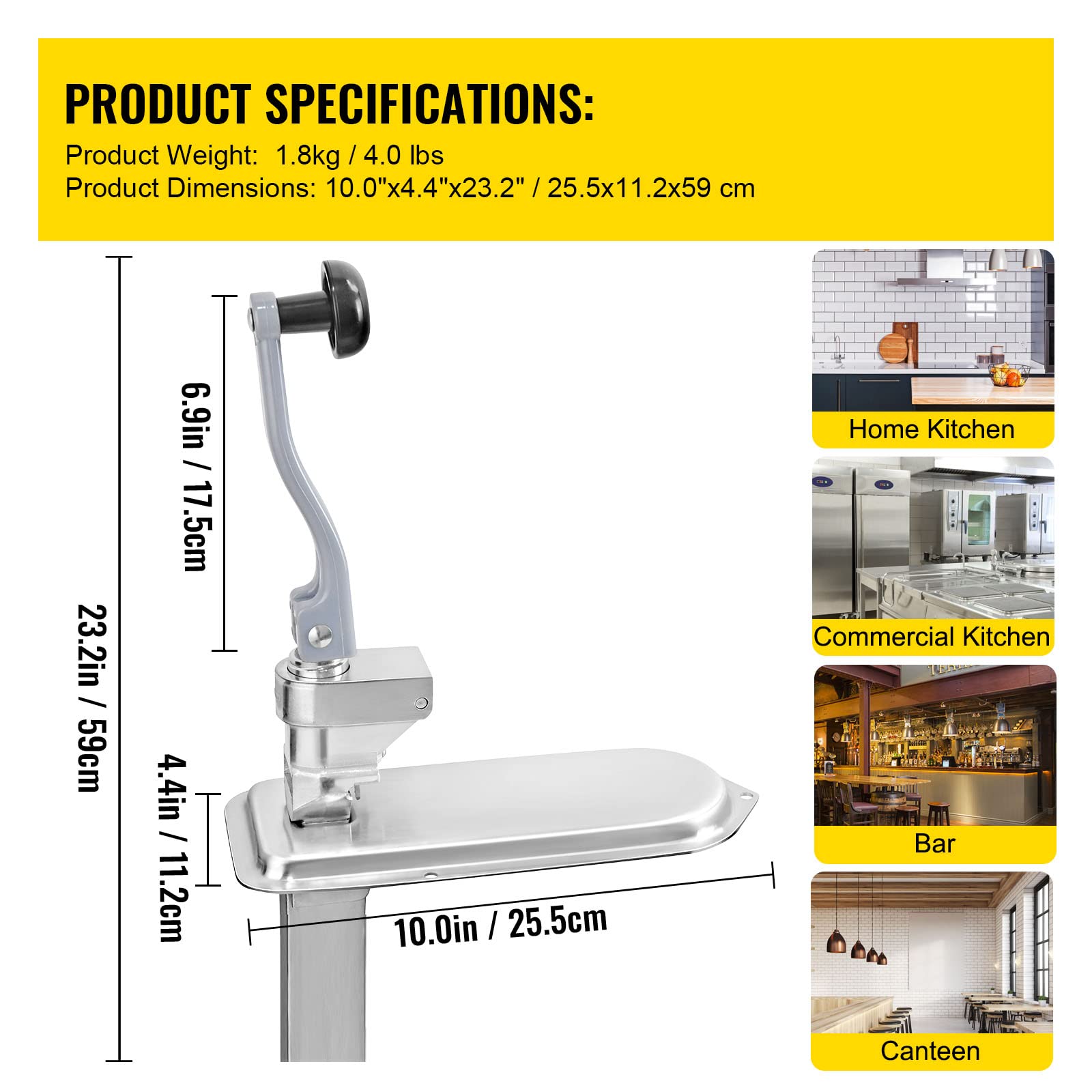 Foto 7 | Abrelatas Vevor Commercial De Acero Inoxidable Para 40 Cm De Altura - Venta Internacional.