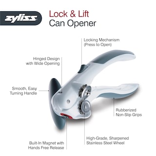 Foto 6 | Abridor De Latas Zyliss Lock N' Lift Con Imán Elevador De Tapas, Color Blanco - Venta Internacional.