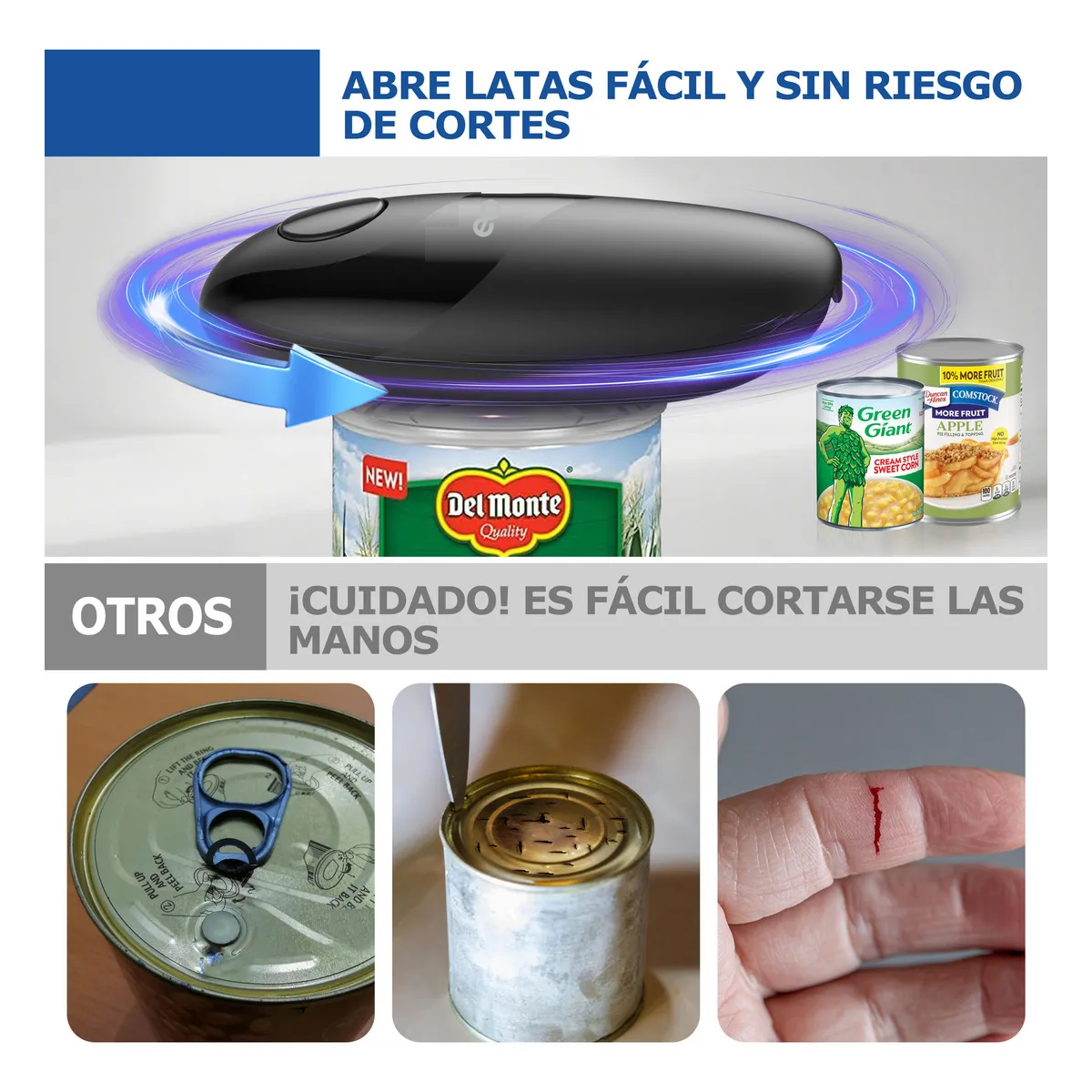 Foto 3 pulgar | Abrelatas Eléctrico Para Estaño Redondas Y Ovaladas  Eo Safe Imports Esi-20351 Negro