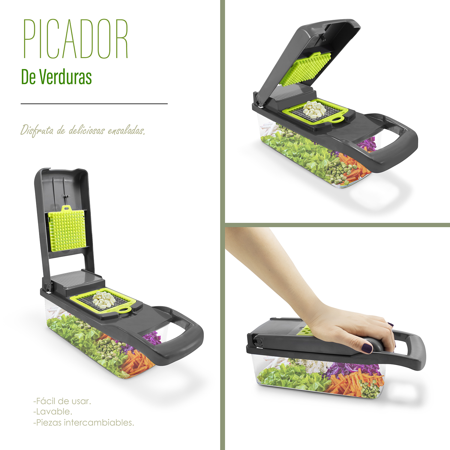 Foto 7 pulgar | Rallador Cortador Andromeda Inc Manual Verde para Verduras/Fruta