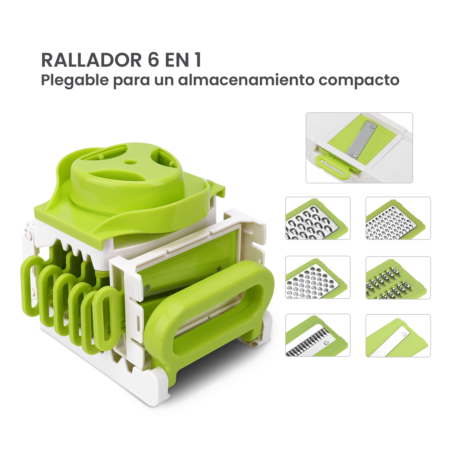 Foto 4 pulgar | Rallador De Verduras Manual Hiperware 6 En 1 Plegable Color Blanco