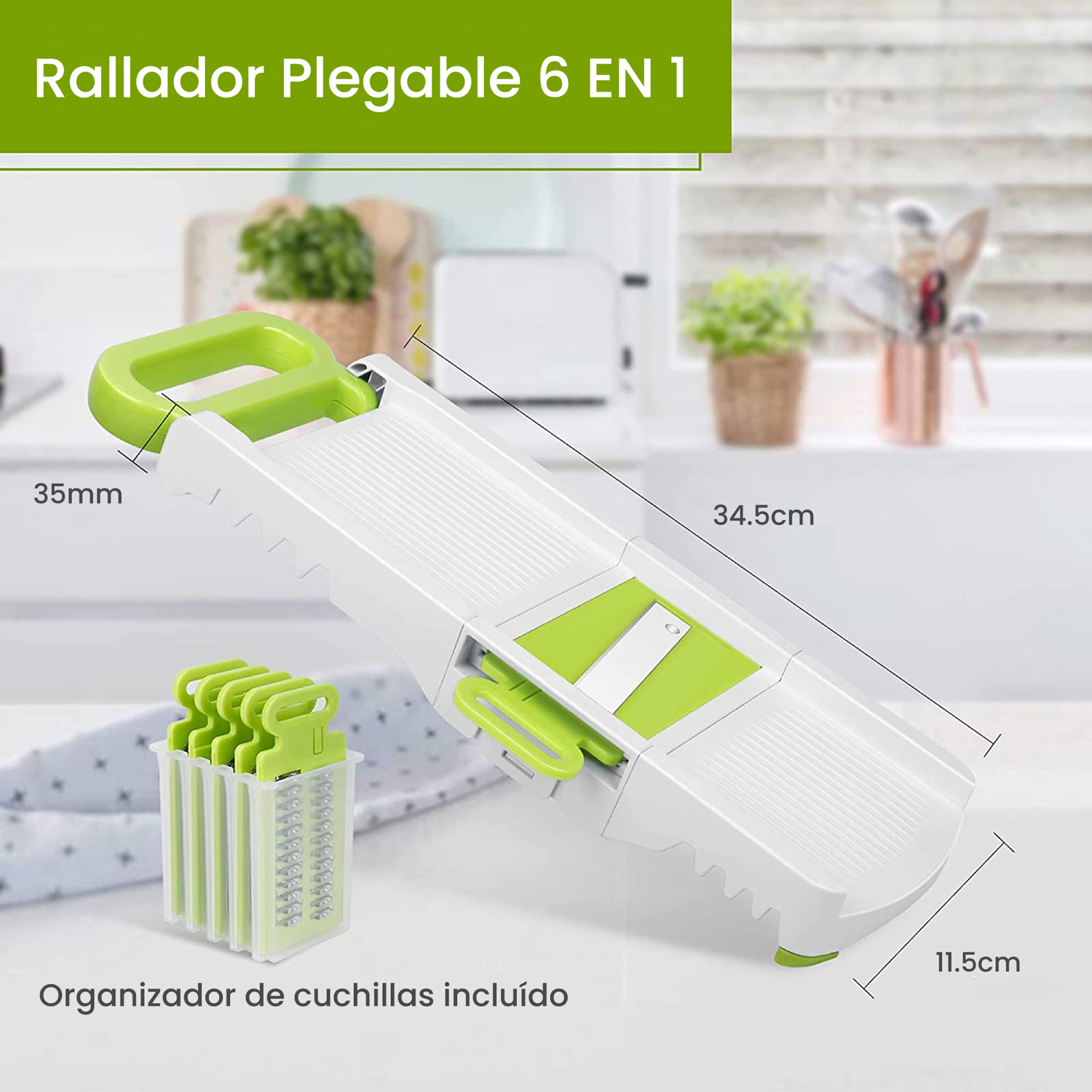 Foto 5 pulgar | Rallador De Verduras Manual Hiperware 6 En 1 Plegable Color Blanco