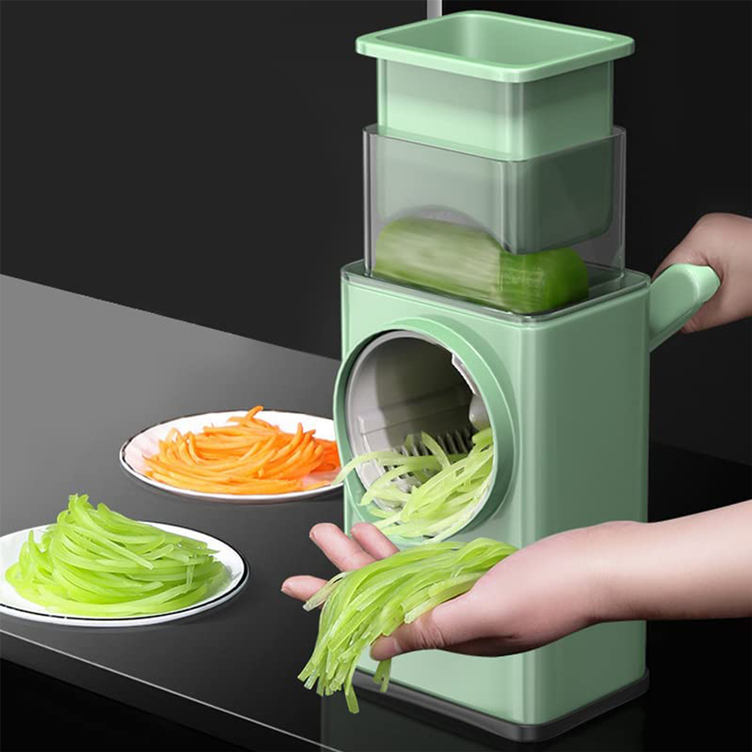 Foto 5 pulgar | Rallador De Verduras 3 En 1 Hiperware Con Alimentador Grande Color Verde