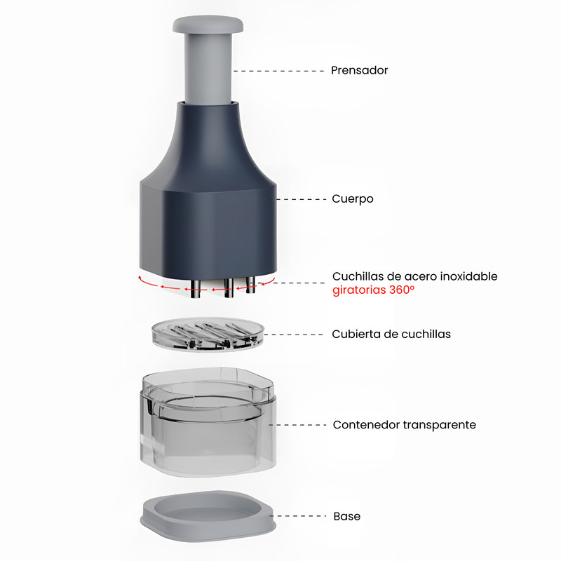 Foto 8 pulgar | Picadora de Ajo y Cebolla Hiperware de Prensa Manual Gris