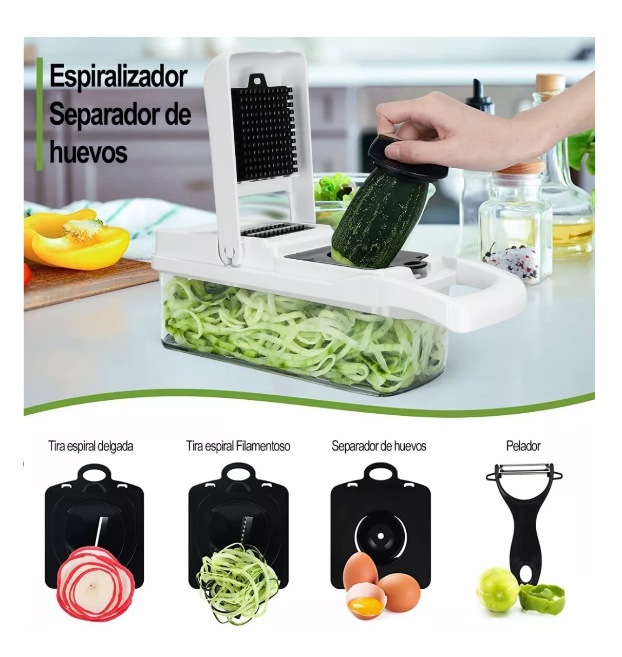 Foto 5 pulgar | Kit De Picador De Verduras Rallador 20 In 1 Con Cesta + Guante Blanco