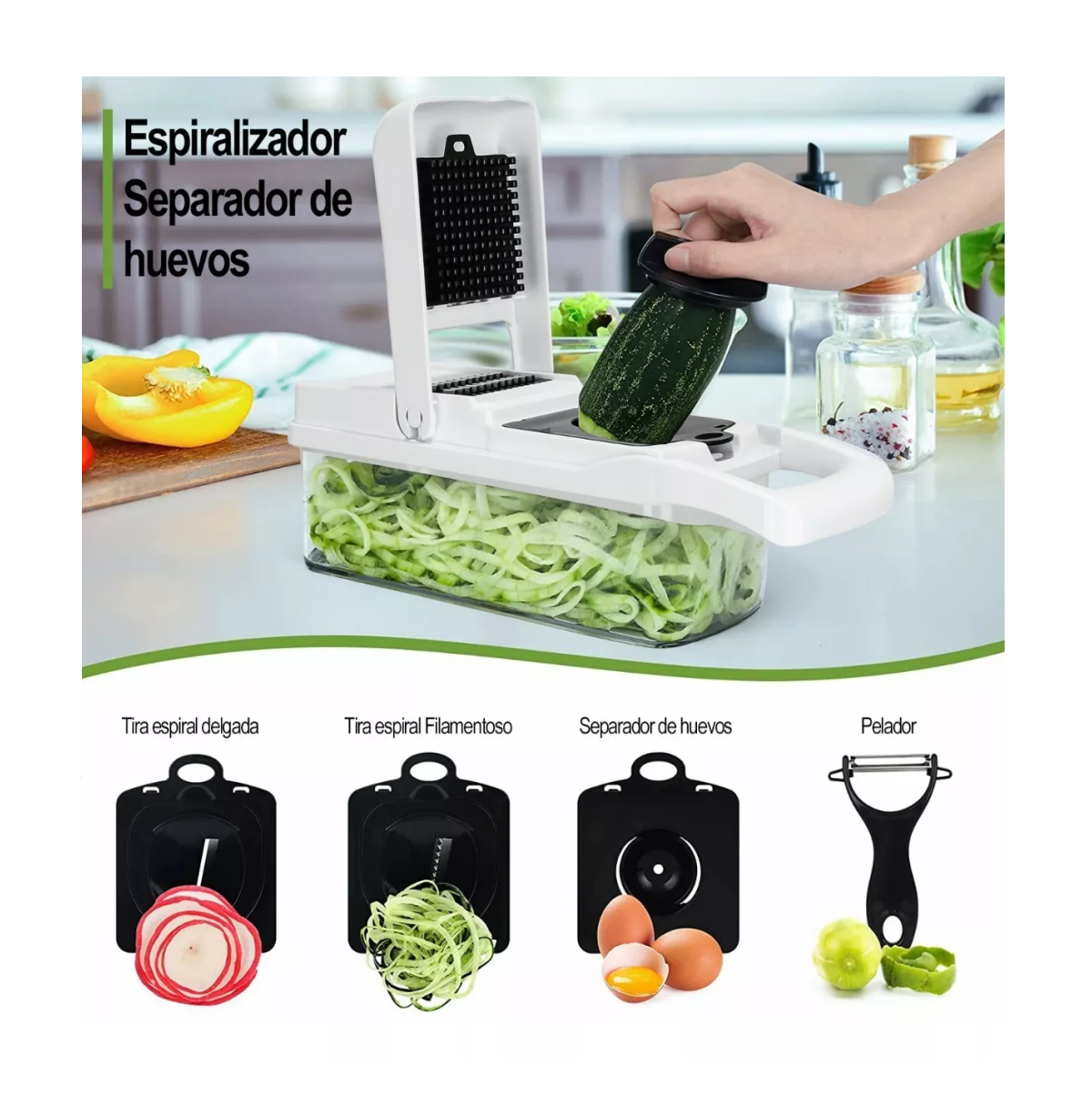 Foto 5 | Kit De Picador De Verduras Rallador 20 In 1  Blanco