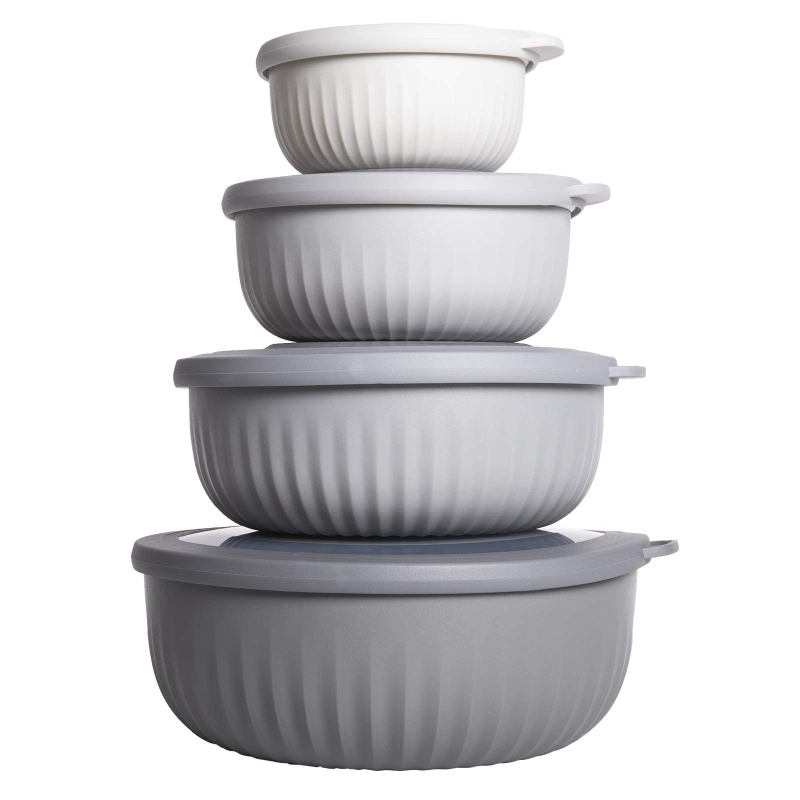 Prep Bowls Cook With Color, De Plástico Ancho Para Mezclar, Con Tapas, Color Gris - Venta Internacional.