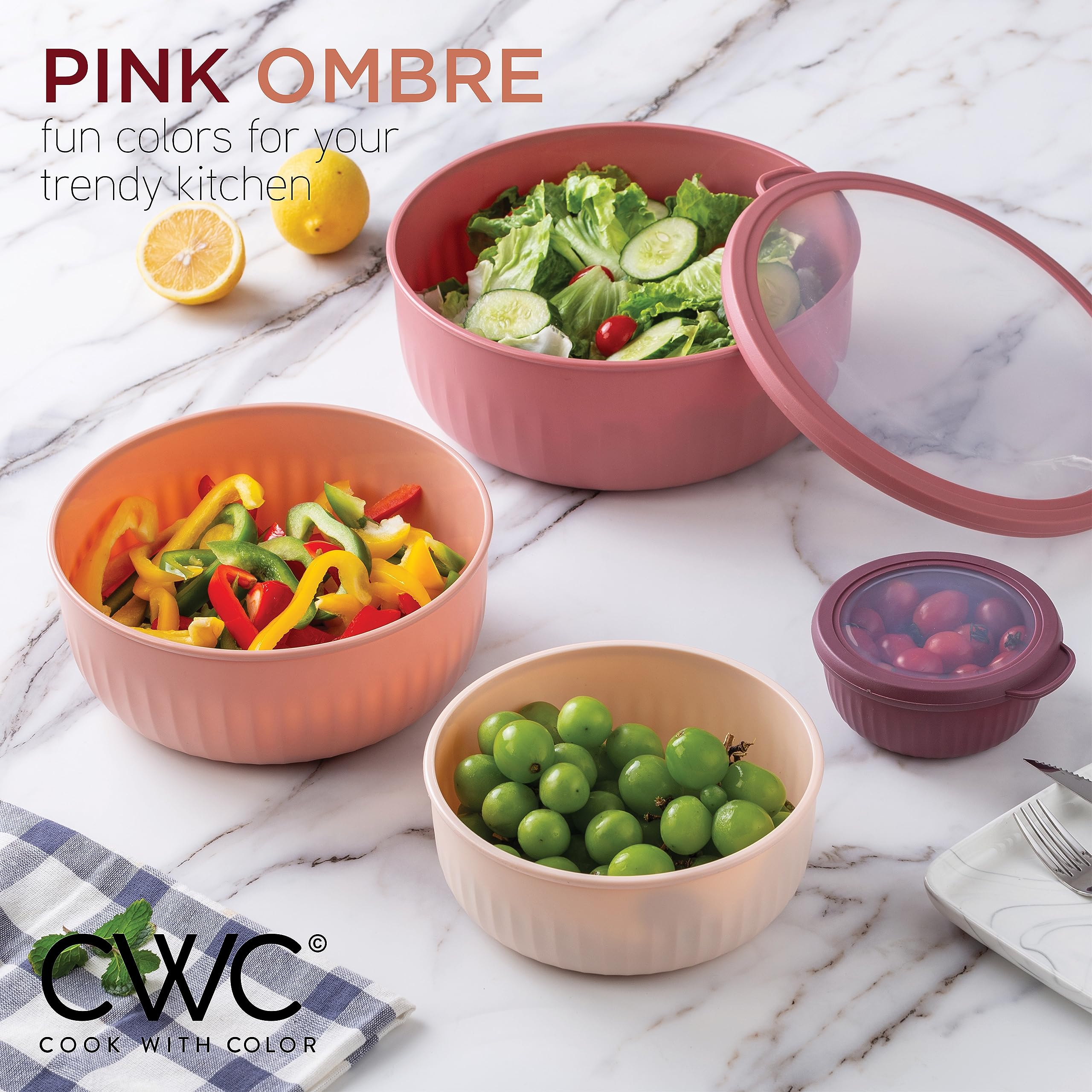 Foto 6 | Set De Cuencos Prep Cook With Color, Mezcla Ancha Con Tapas, 12 Piezas - Venta Internacional.