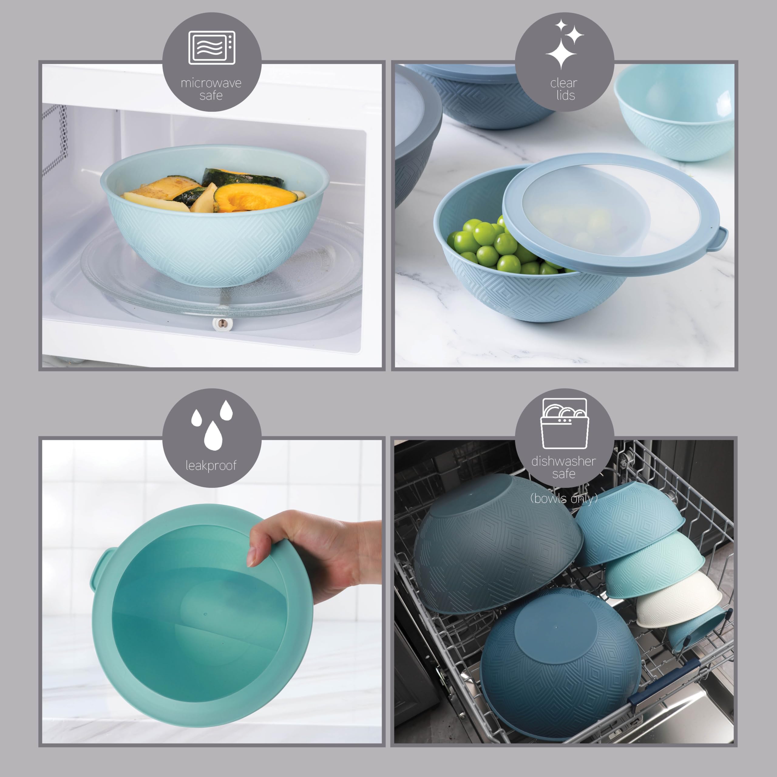 Foto 5 | Cuencos Para Mezclar Cook With Color, 12 Piezas De Plástico Con Tapas, Color Azul - Venta Internacional.