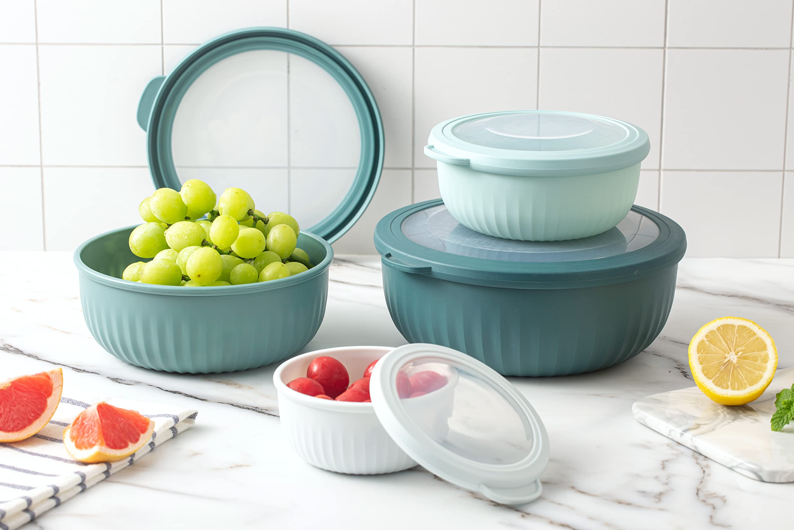 Foto 6 | Prep Bowls Cook With Color, De Plástico Ancho Para Mezclar, Con Tapas, 8 Unidades - Venta Internacional.