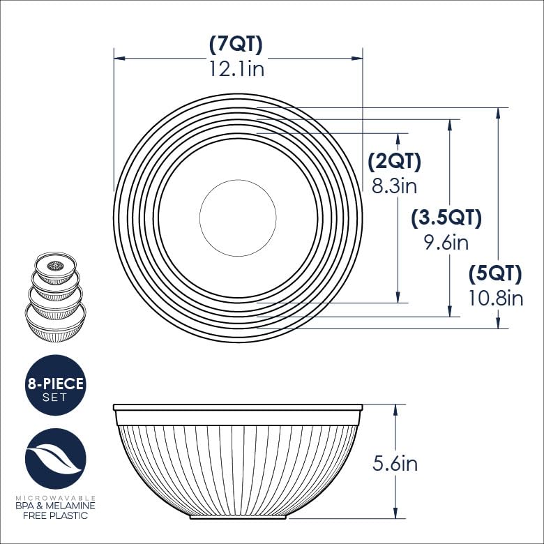 Foto 4 | Juego De Cuencos Para Mezclar Nordic Ware Prep And Serve De 8 Piezas, Color Blanco - Venta Internacional.