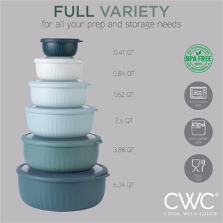 Foto 3 | Set De Cuencos Prep Cook With Color, Mezcla Ancha Con Tapas, 12 Piezas - Venta Internacional.