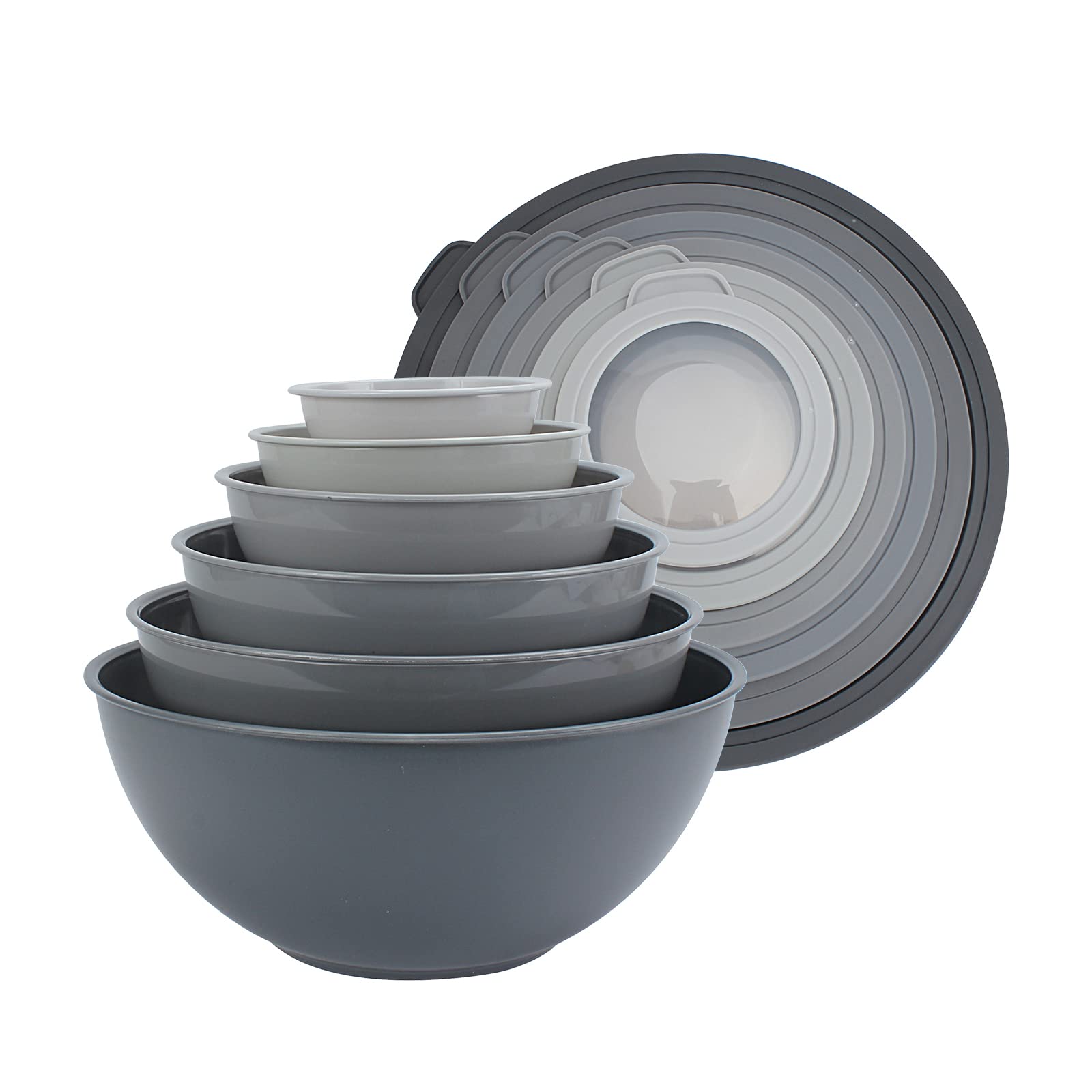 Juego De Cuencos Para Mezclar Cook With Color, 12 Piezas Con Tapas De Tpr, Color Gris - Venta Internacional.