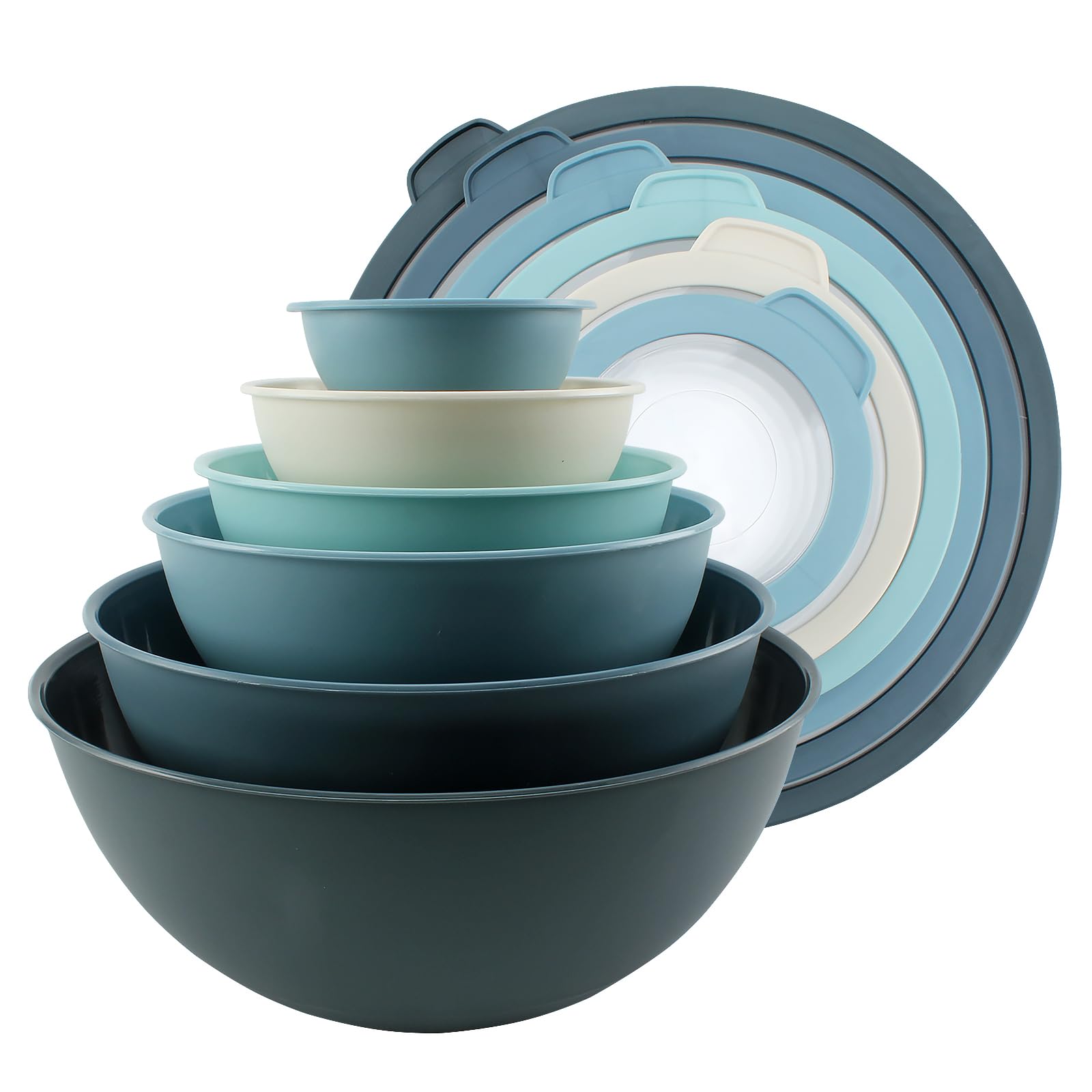 Cuencos Para Mezclar Cook With Color, 12 Piezas De Plástico Con Tapas, Color Azul - Venta Internacional. $1,101