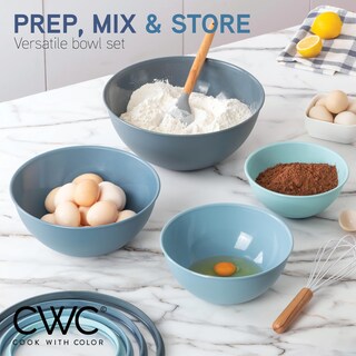 Foto 2 | Cuencos Para Mezclar Cook With Color, 12 Piezas De Plástico Con Tapas, Color Azul - Venta Internacional.